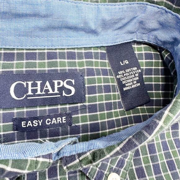Chaps Men’s Easy Care Navy Blue Plaid Button Down Shirts Lot 3 Sz L - Picture 4 of 10